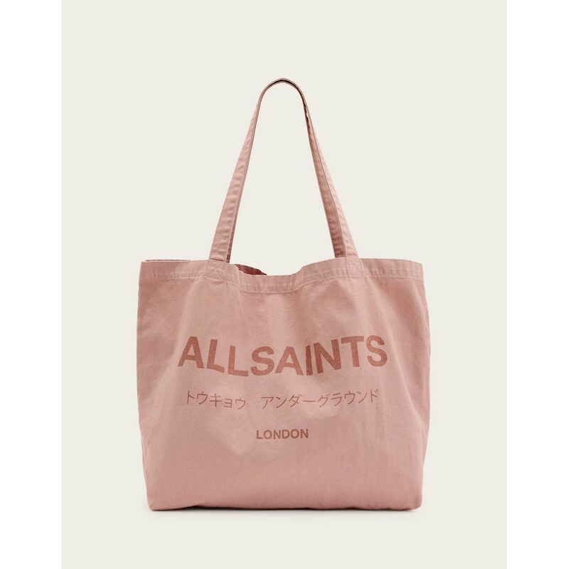 AllSaints Underground logo tote bag in pink 112893442
