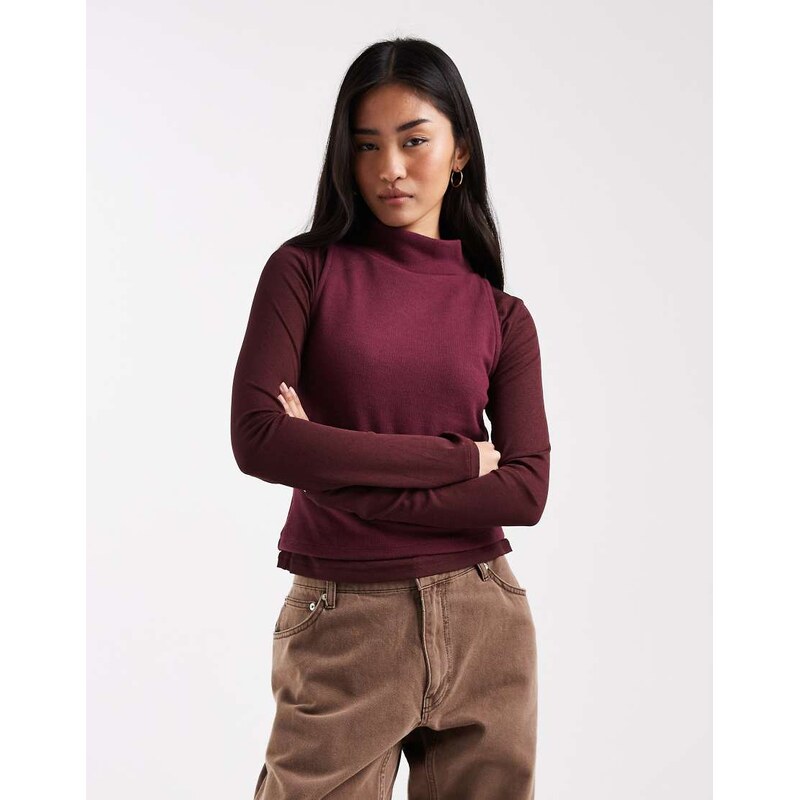 ASOS DESIGN supersoft double layer funnel neck long sleeve top