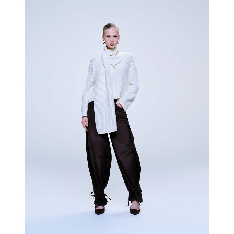 ASOS DESIGN tie ankle barrel jeans in chocolate brown 112893335