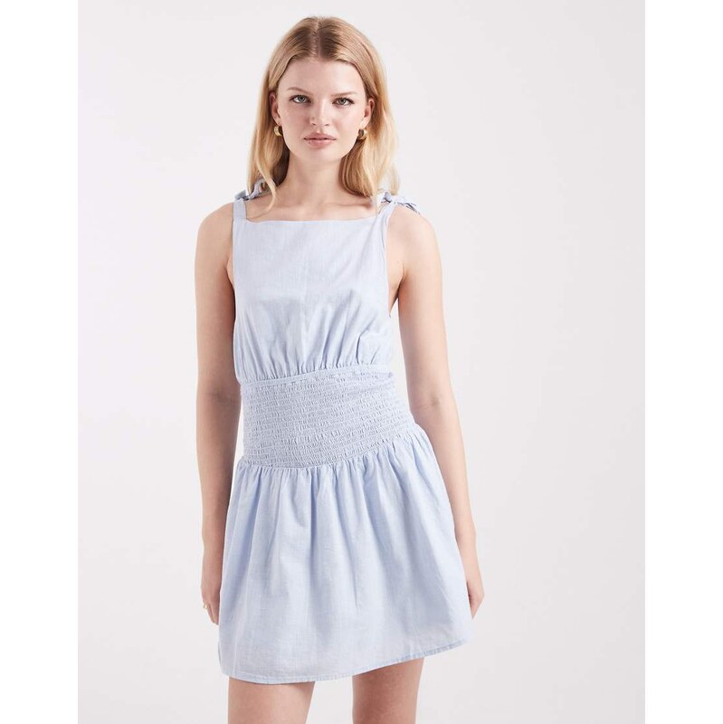 Cotton On lola tie shoulder mini dress in dusk blue