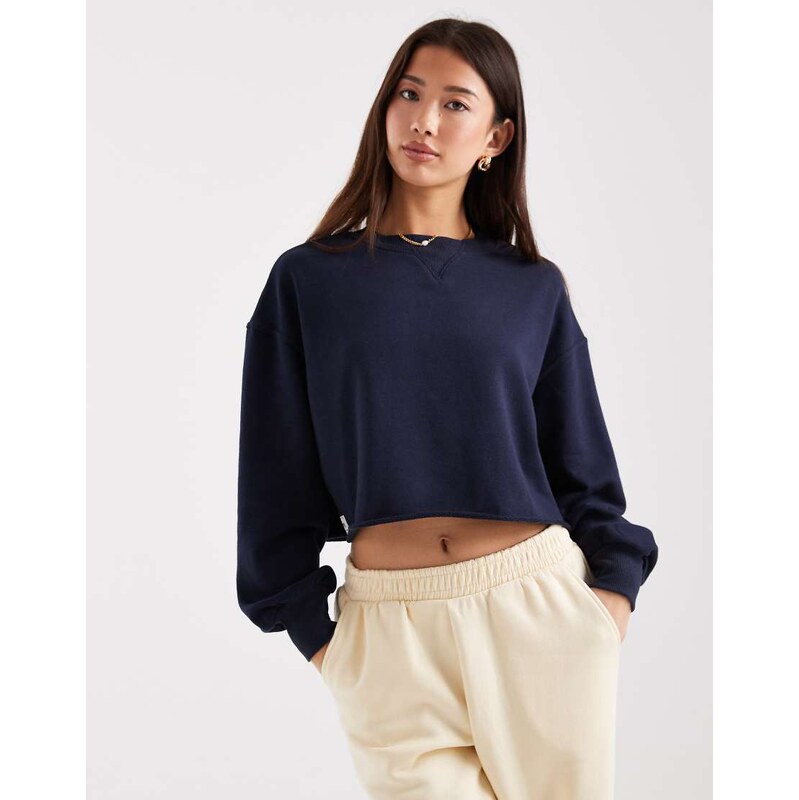 Cotton On cropped sweatshirt in total eclipse-Navy