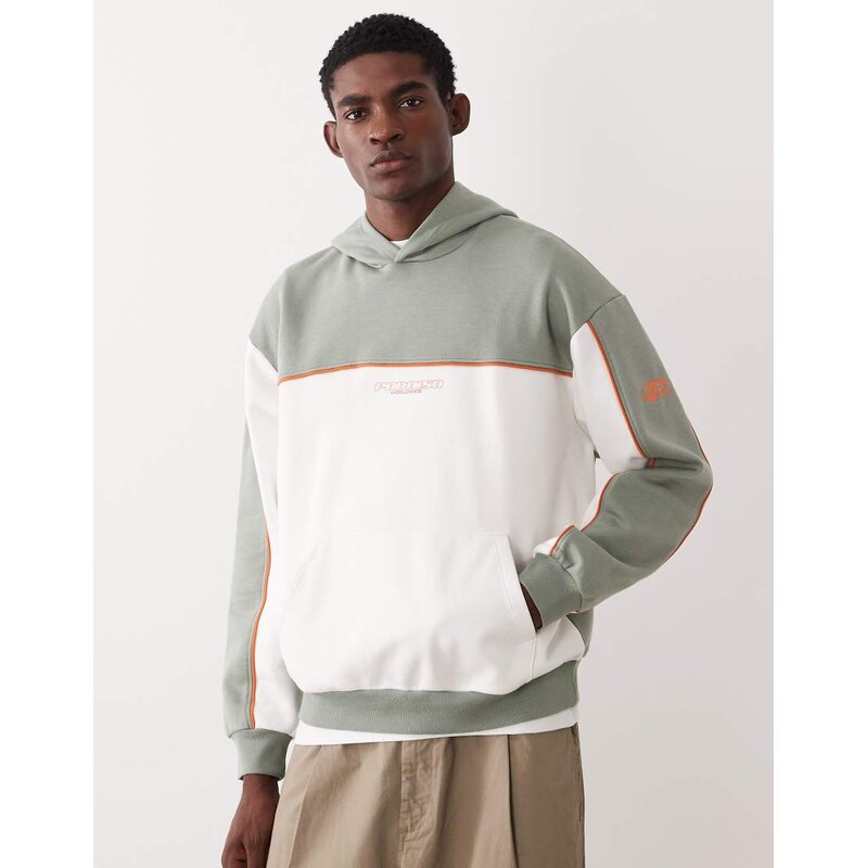 ASOS DESIGN relaxed fit printed hoodie with cut and sew panels