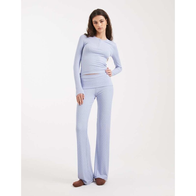 Cotton On sleep recovery roll waist trouser in violet blue spot 112882616