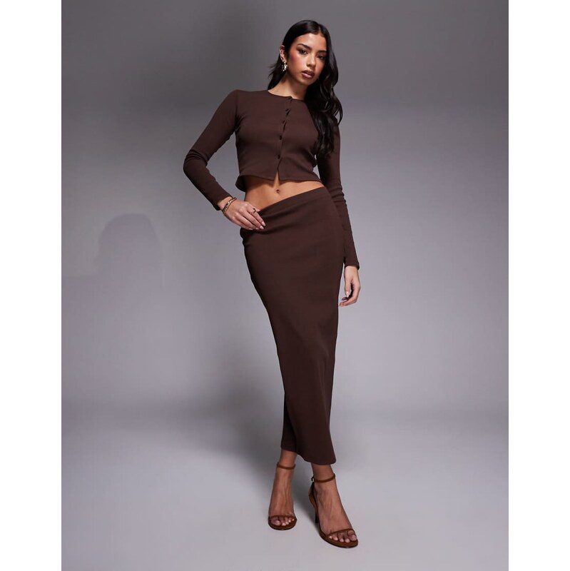 The Frolic exclusive ribbed mid waist maxi column skirt co-ord in 115519111