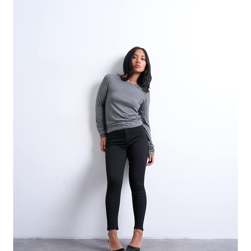 Topshop Petite Joni high rise skinny jean in black 112882632
