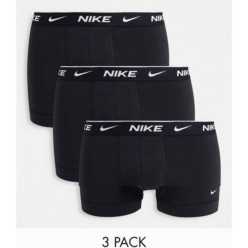 Nike Essential Cotton Stretch 3 pack trunks in black