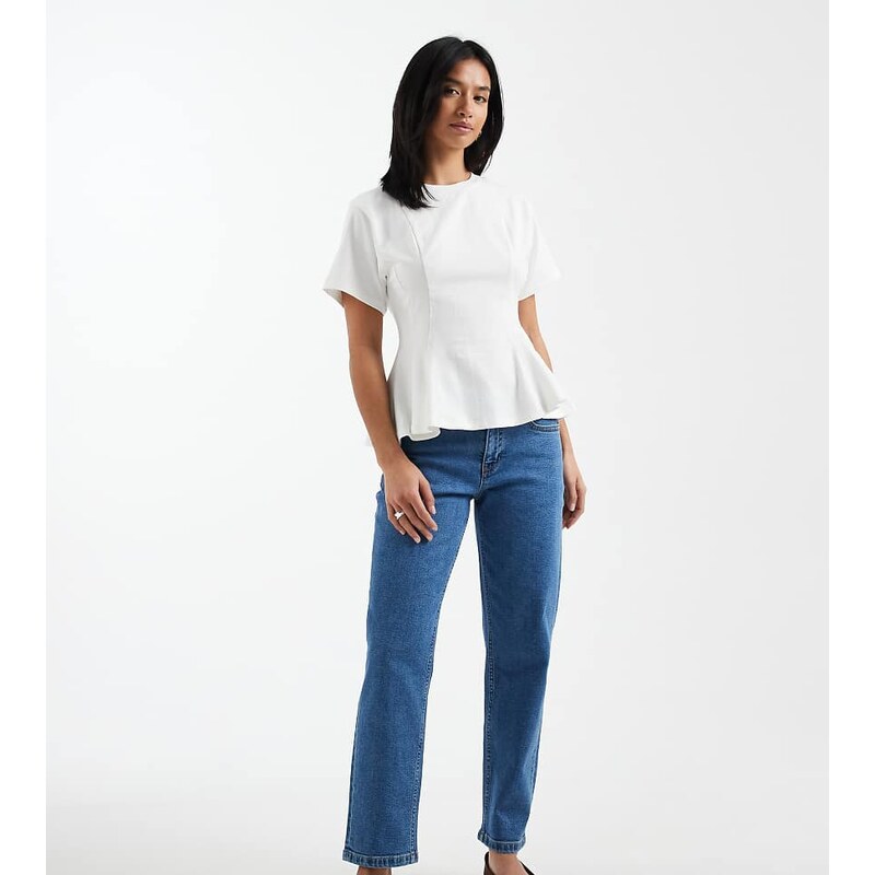 ASOS Petite ASOS DESIGN Petite slim fit comfort mom jeans in clean 112882681