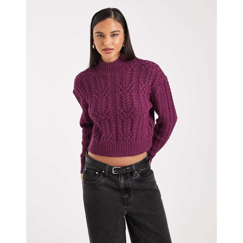 Cotton On cable knit jumper in fig noir-Purple