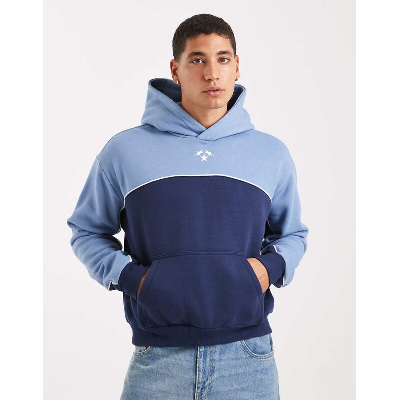 Cotton On cropped fit graphic panel hoodie in blue