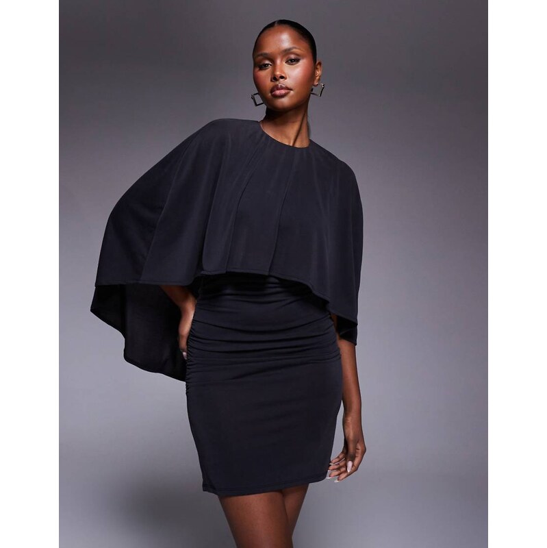 ASOS DESIGN modal cape mini dress in black