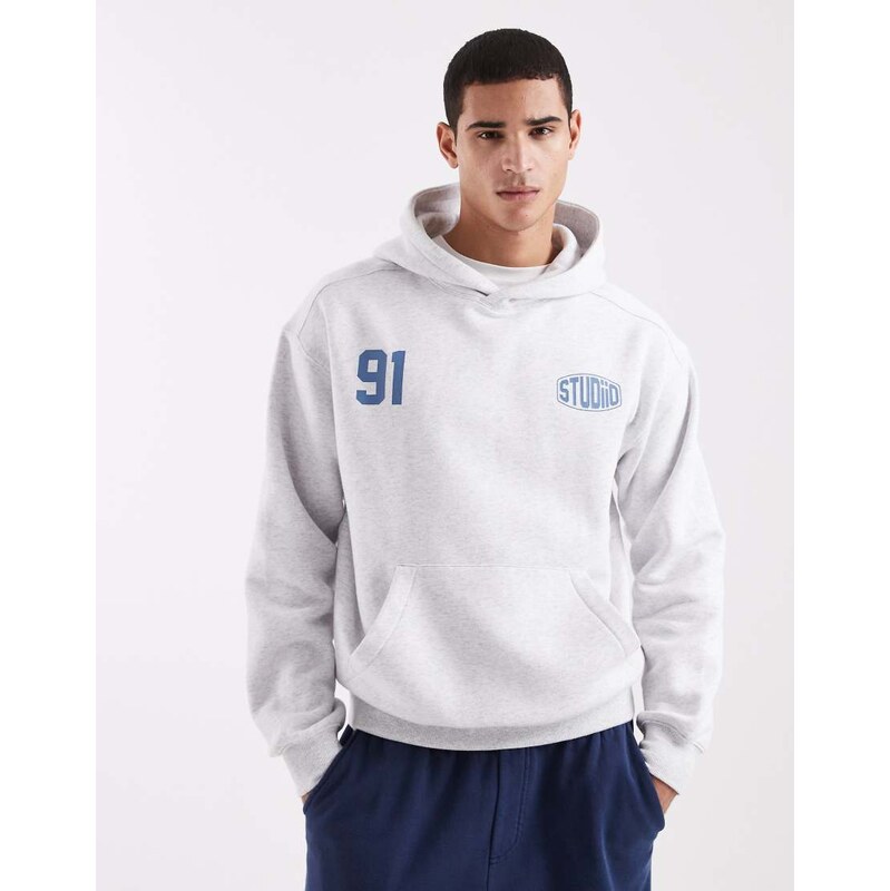 Cotton On cropped fit graphic hoodie in grey