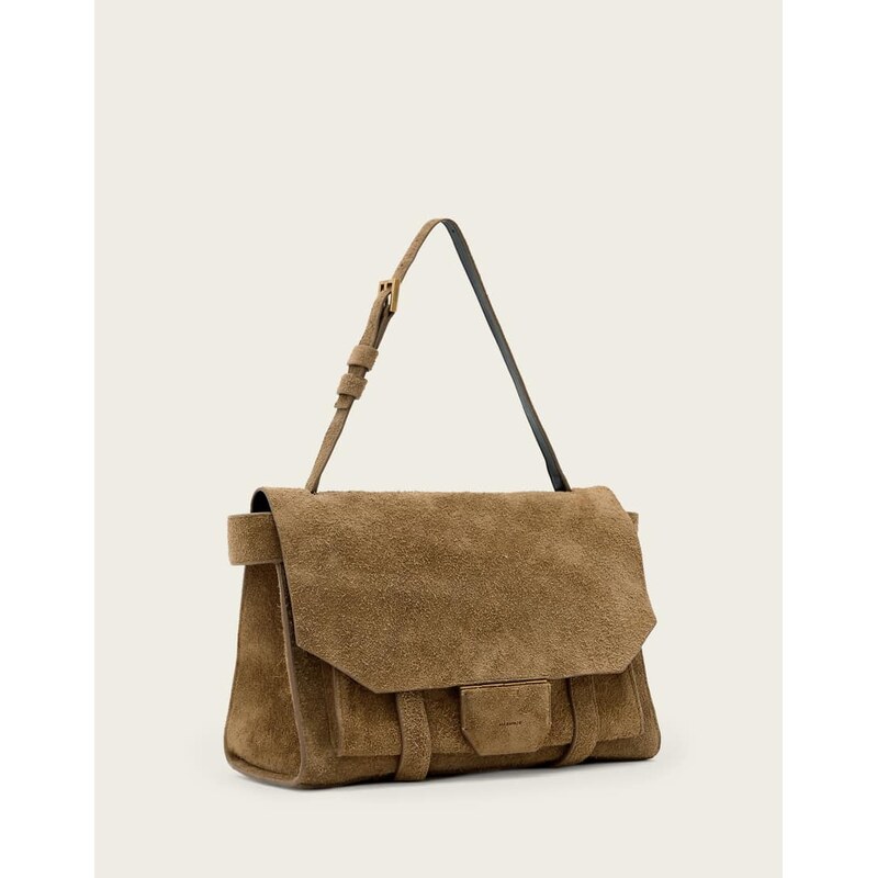 AllSaints ursa suede satchel in biscuit brown 112917016