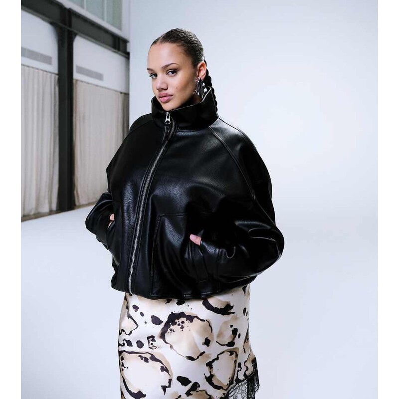 ASOS Curve ASOS DESIGN Curve oversized leather look funnel