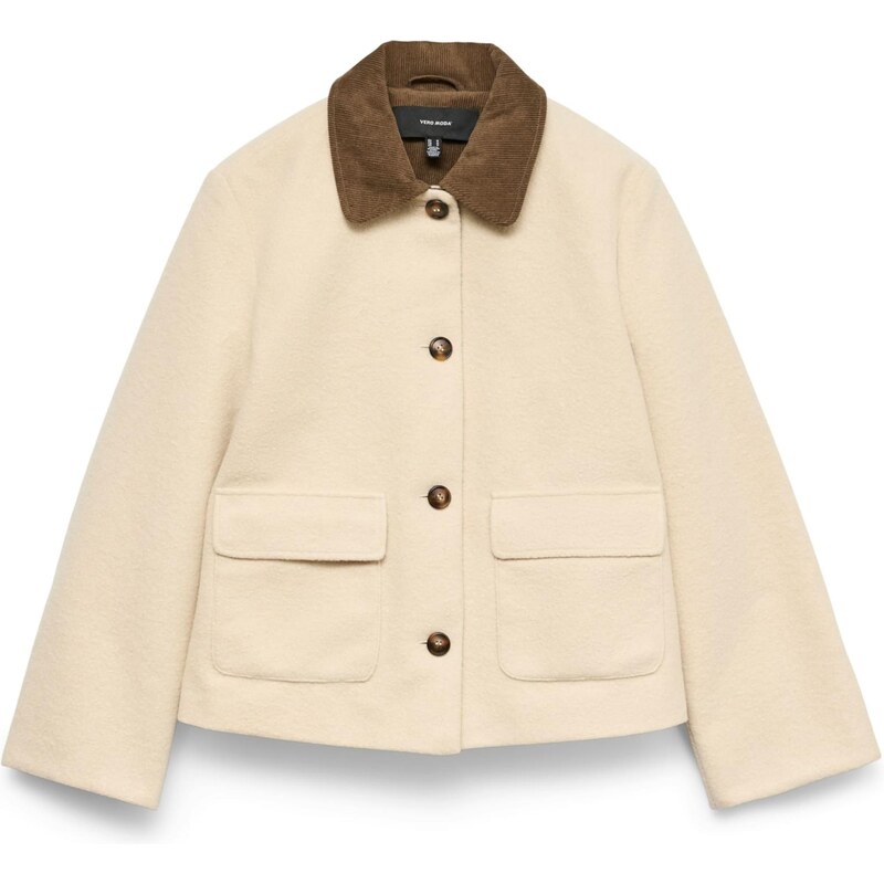 VERO MODA Přechodná bunda VMFlorence krémová / hnědá