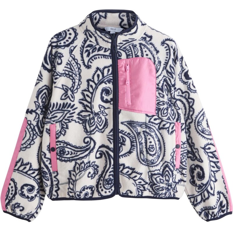 Next Fleecová mikina námořnická modř / světle růžová / offwhite