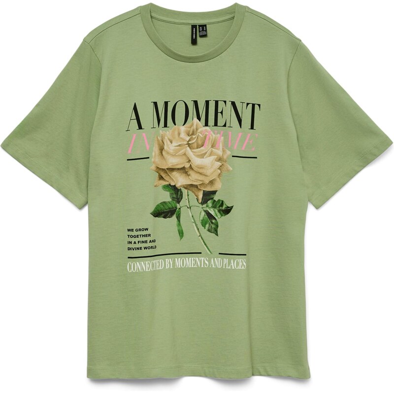VERO MODA Tričko VMURENA CATY krémová / světle zelená / světle