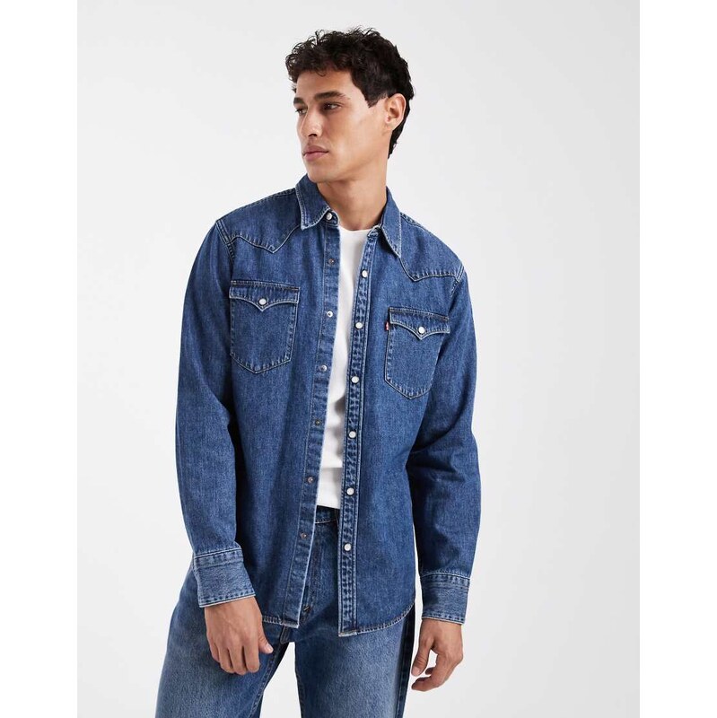 Levis Barstow western denim shirt in mid blue
