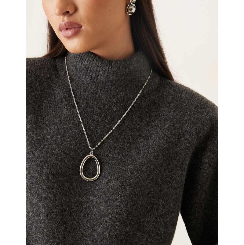 DesignB London statement pendant necklace in silver
