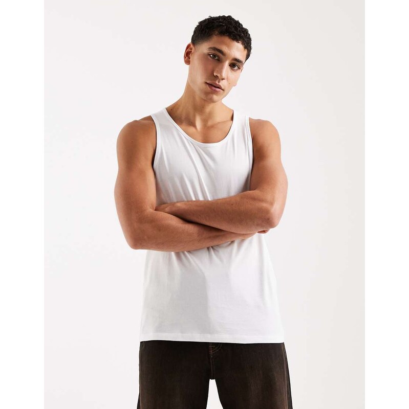 Jack & Jones jersey vest top in white