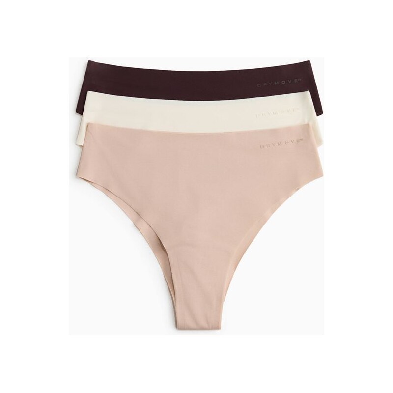 H&M - Sportovní kalhotky brazilian z DryMove 3 kusy - béžová 111250625