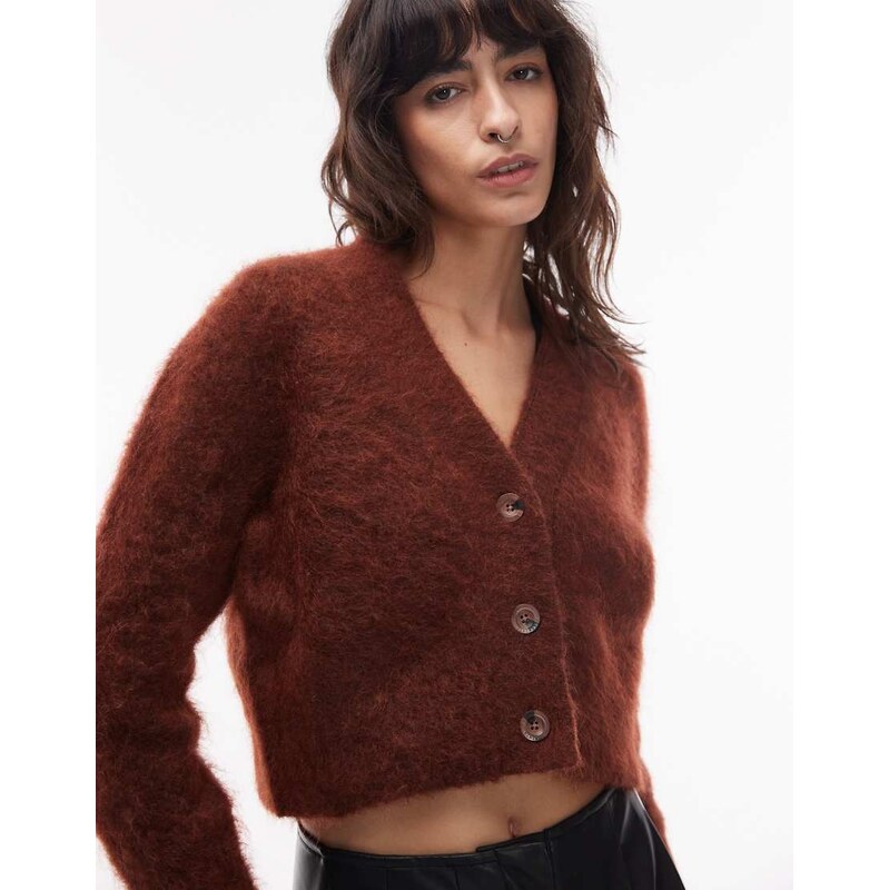 Allsaints rubi wick cardigan in redish brown