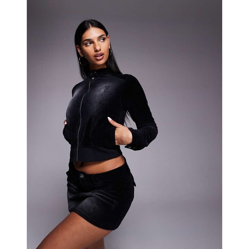 Juicy Couture co-ord vintage crease moto jacket in washed black 114082500