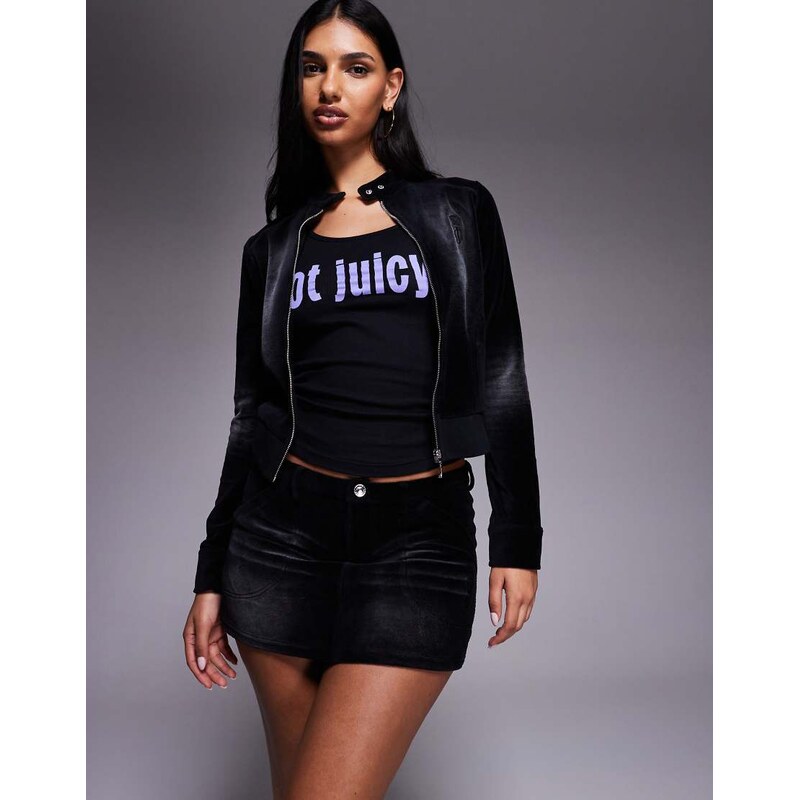 Juicy Couture Whiskered co-ord vintage crease mini denim skirt