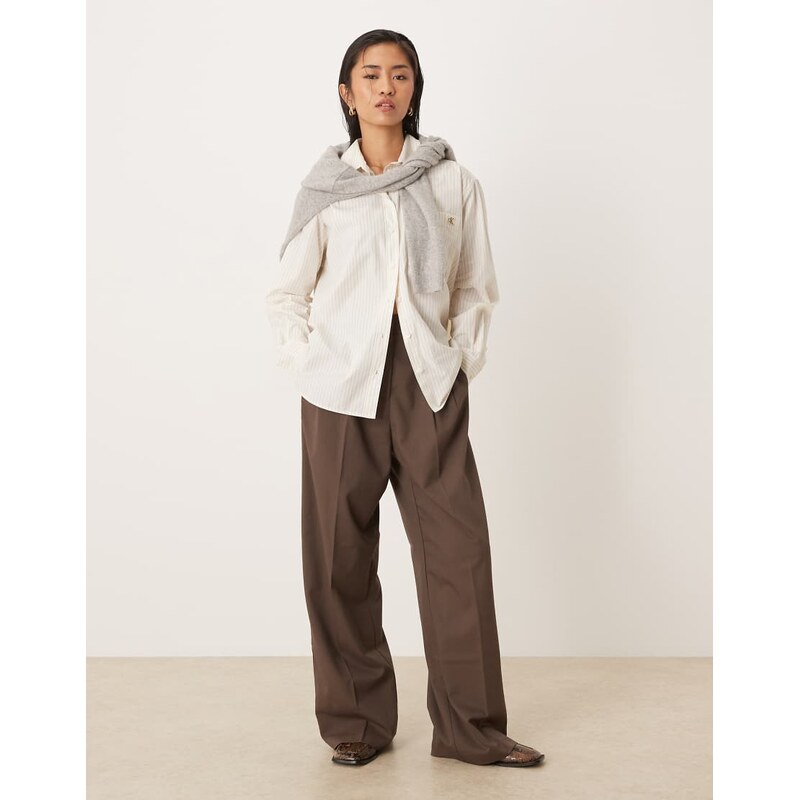 Calvin Klein Jeans relaxed cotton poplin shirt in natural stripe