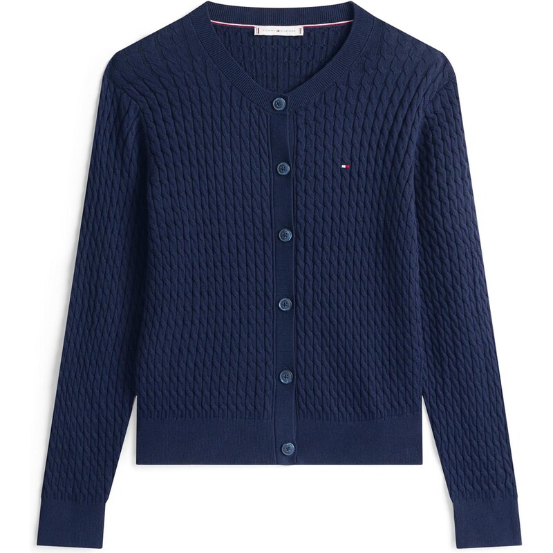 TOMMY HILFIGER Kardigan Mini Cable marine modrá
