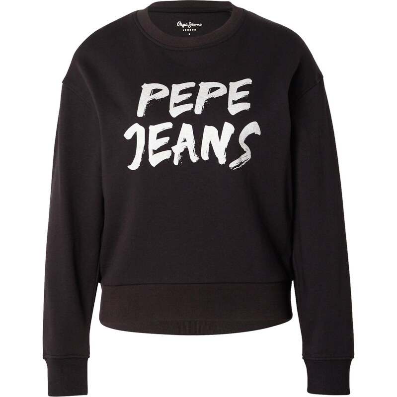 Pepe Jeans Mikina černá / stříbrná