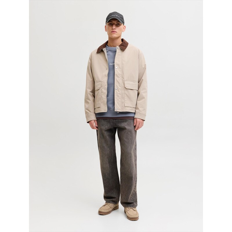 JACK & JONES Mikina JORNorrebro béžová / modrá
