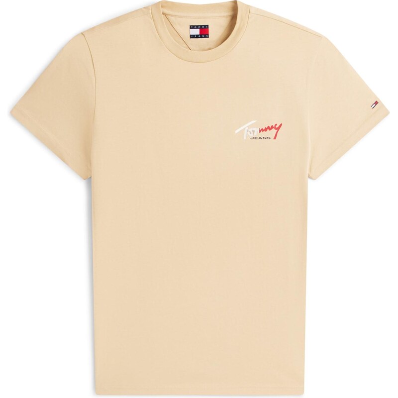 Tommy Jeans Tričko béžová / červená / bílá
