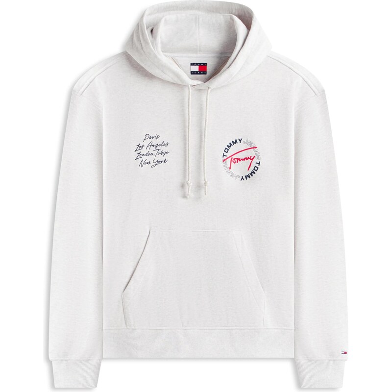 Tommy Jeans Mikina tmavě modrá / světle šedá / červená