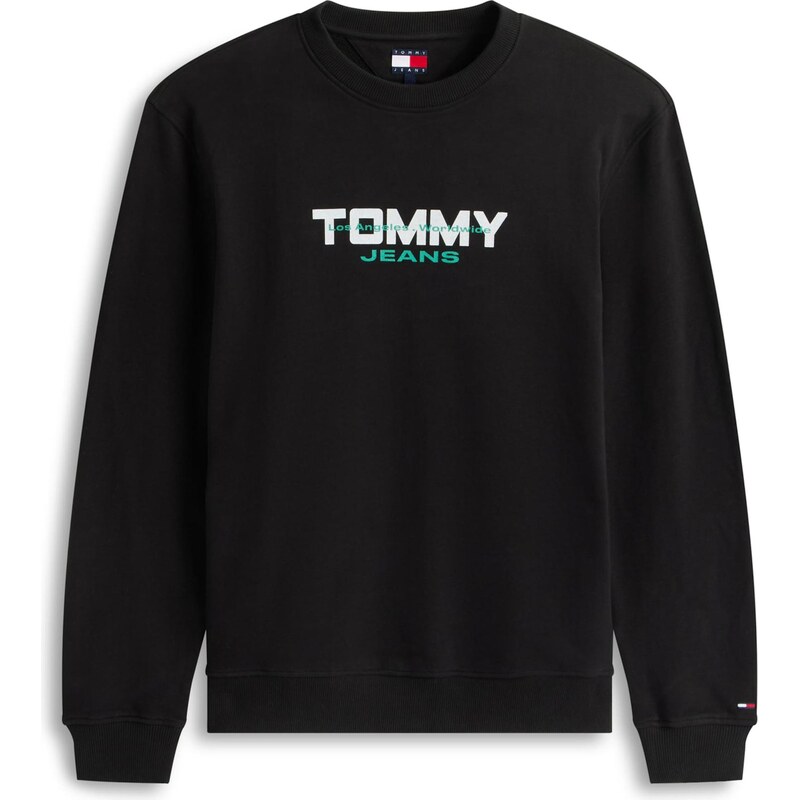 Tommy Jeans Mikina 'ESS' zelená / černá / bílá