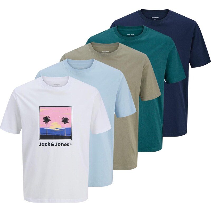 JACK & JONES Tričko JJPERRY světlemodrá / tmavě modrá / olivová