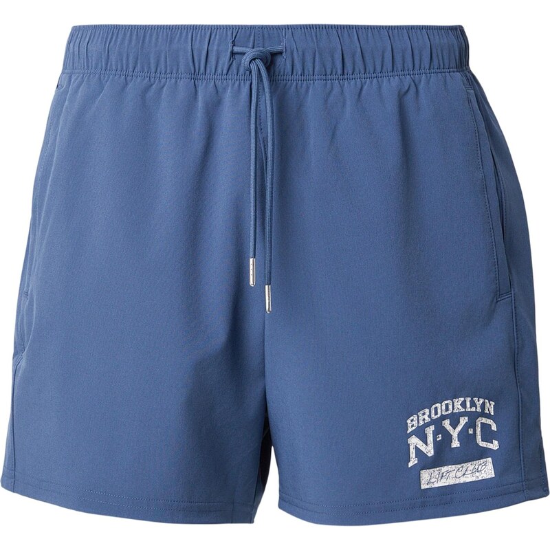 Abercrombie & Fitch Sportovní kalhoty enciánová modrá / offwhite
