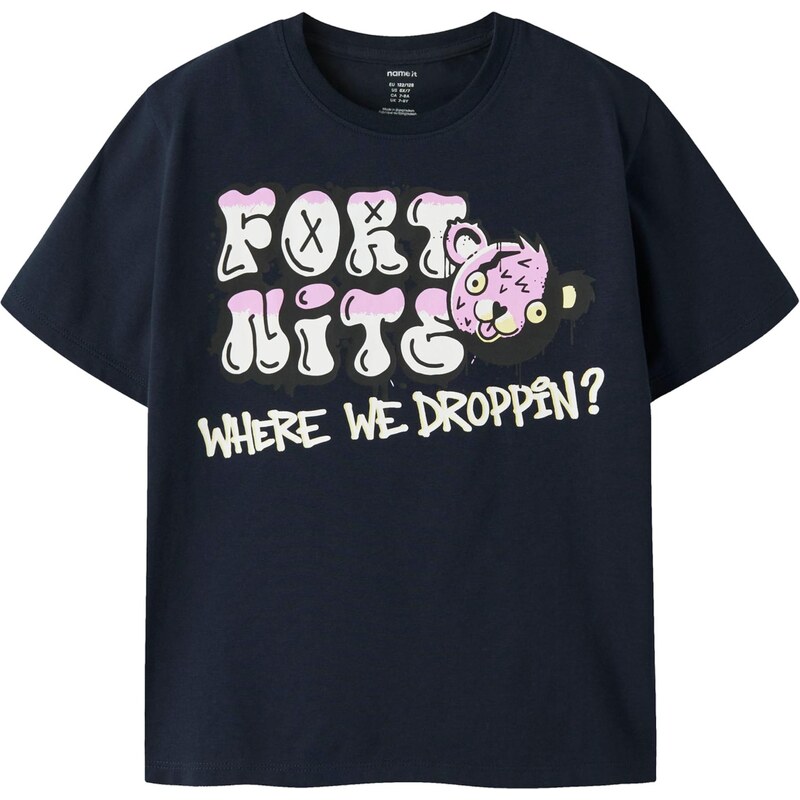 NAME IT Tričko NKMFRANS FORTNITE námořnická modř / růžová /