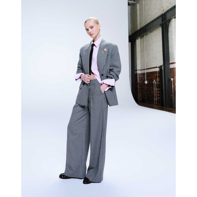 ASOS DESIGN tailored relaxed trouser in houndstooth - MULTI