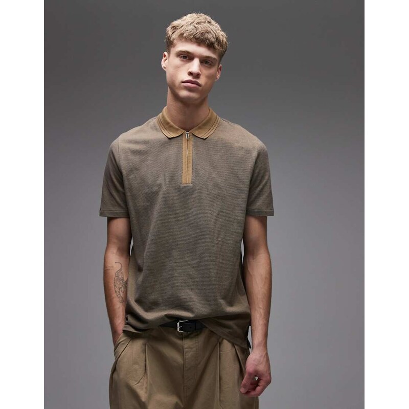 PS Paul Smith short sleeve jacquard polo in brown