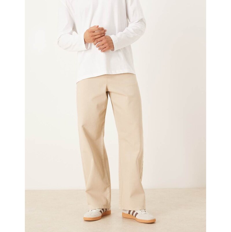 ASOS DESIGN baggy jeans in ecru-Neutral