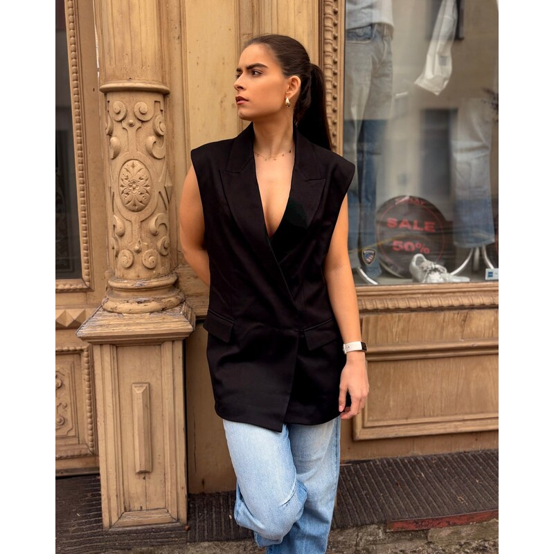 DÁMSKÝ BLAZER REPLAY BEZ RUKÁVŮ Z KEPRU - W7944 .000.85168