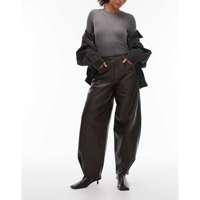 Allsaints Jett leather trousers in brown