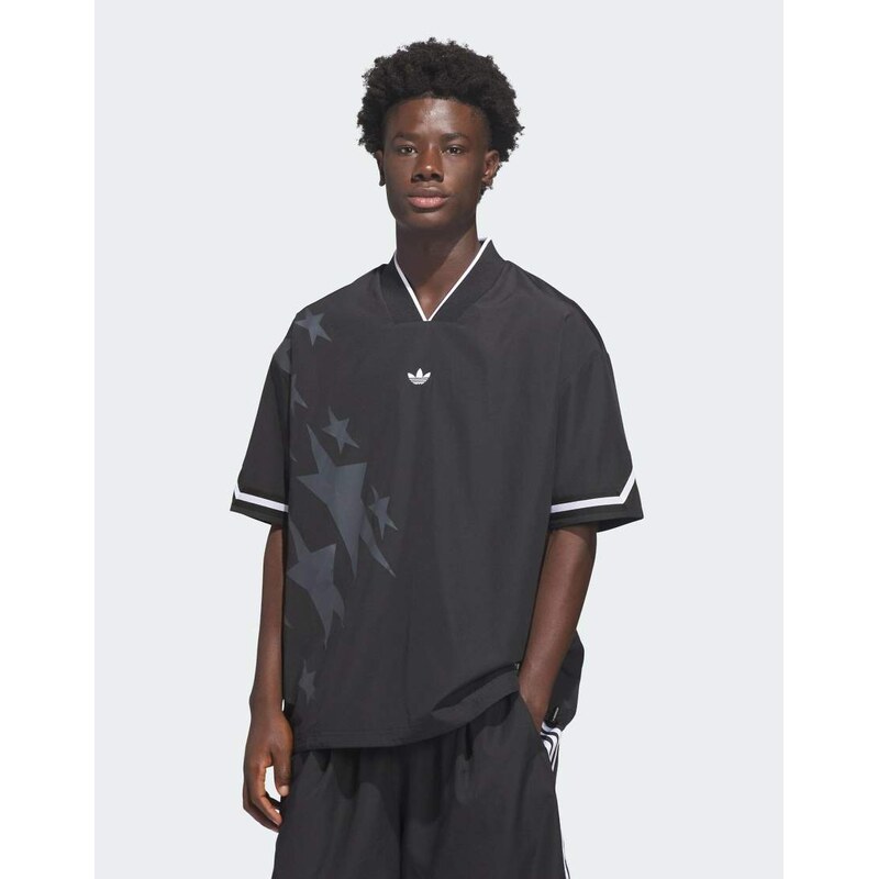 adidas Originals Originals basketball star warm up top in black