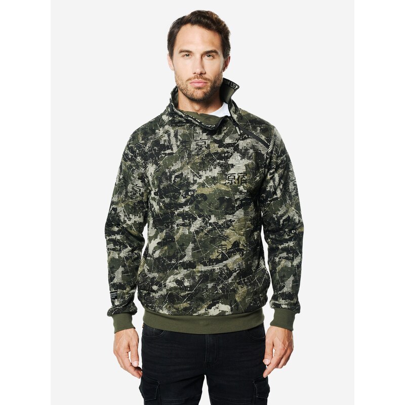 KOROSHI Mikina khaki / olivová / pastelově zelená / tmavě zelená