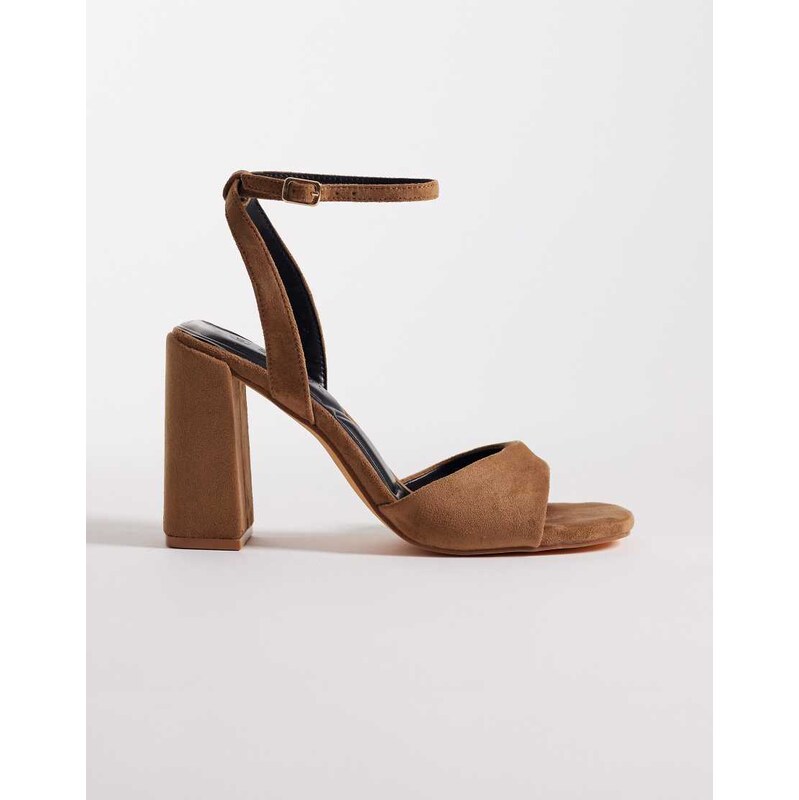 SEQWL block heeled sandal in taupe micro-Neutral