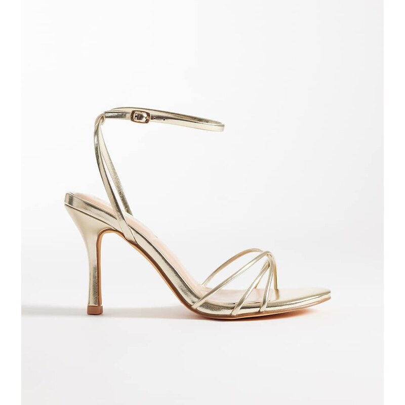 SEQWL Wide Fit Lolly heeled sandal in gold 113564212