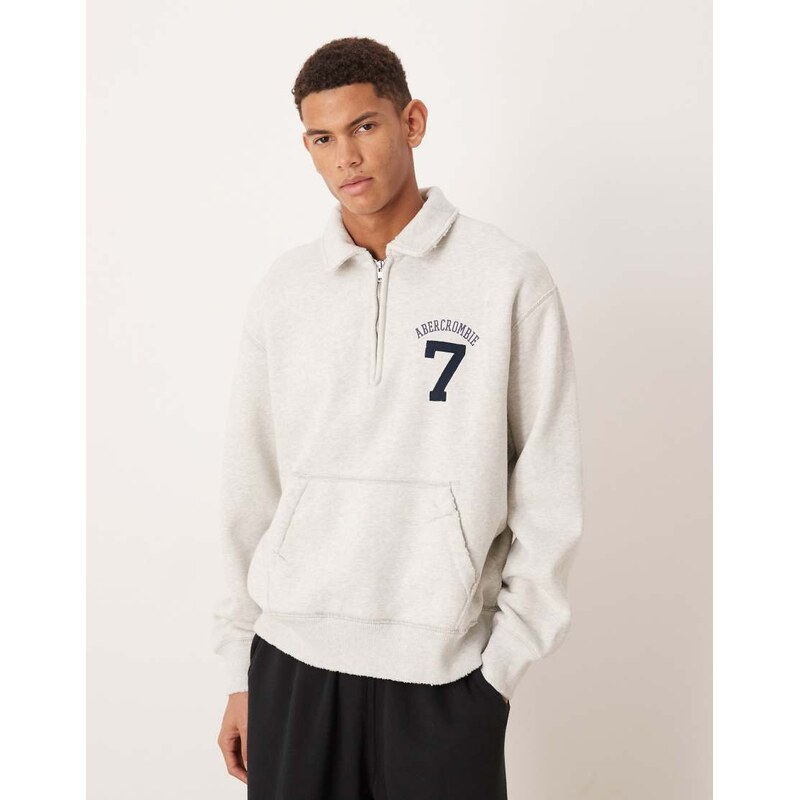 Abercrombie & Fitch running club graphic half zip sweatshirt in