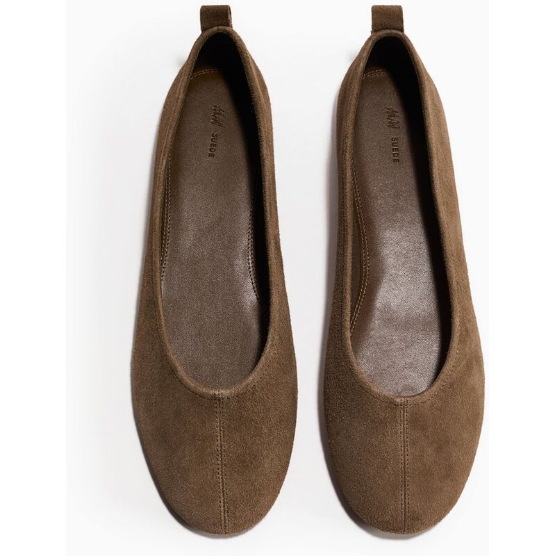 H&M - Semišové balerínky - zelená 112955445