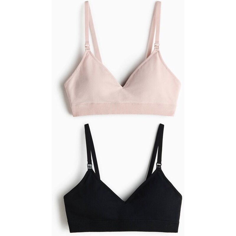 H&M - MAMA Bezešvá podprsenka na kojení 2 kusy - růžová 112955501