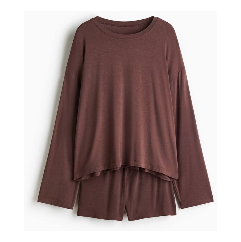 H&M - Modalové pyžamo - Tmavě Hnědá